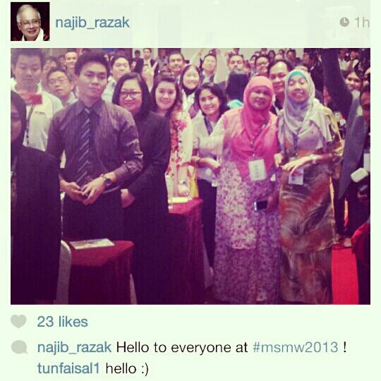 Instagram Pertama Perdana Menteri Di Majlis #msmw2013